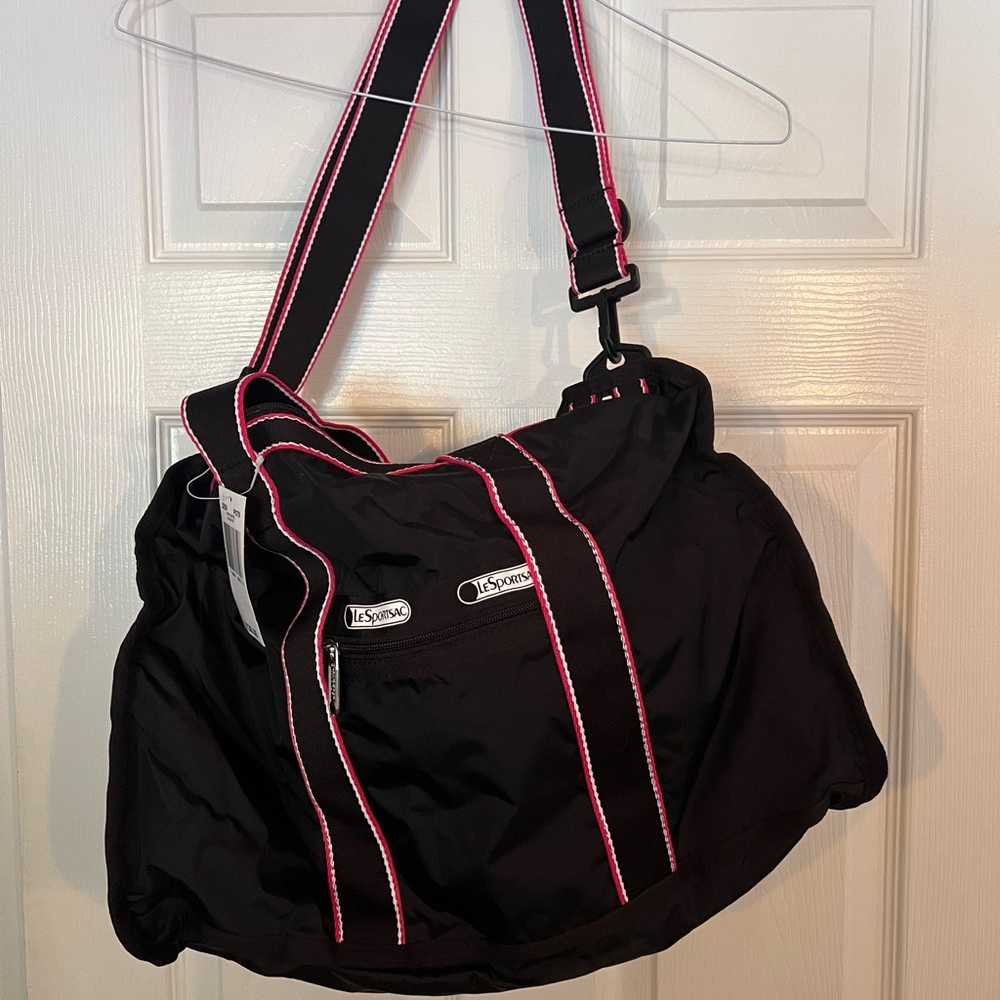 LeSportsac Black and Pink Duffel/Gym Bag